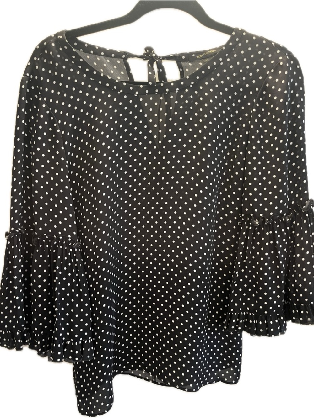 Kobi Halperin Polka Dot Bell Sleeve Women’s Top - Black/White